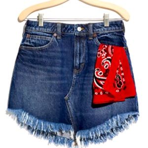 Free people mountain blue denim skirt